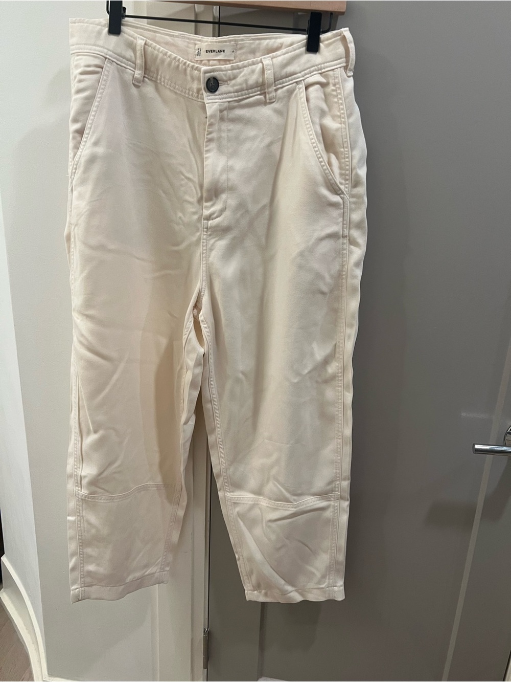 Everlane Off-White Cropped Barrel Trousers